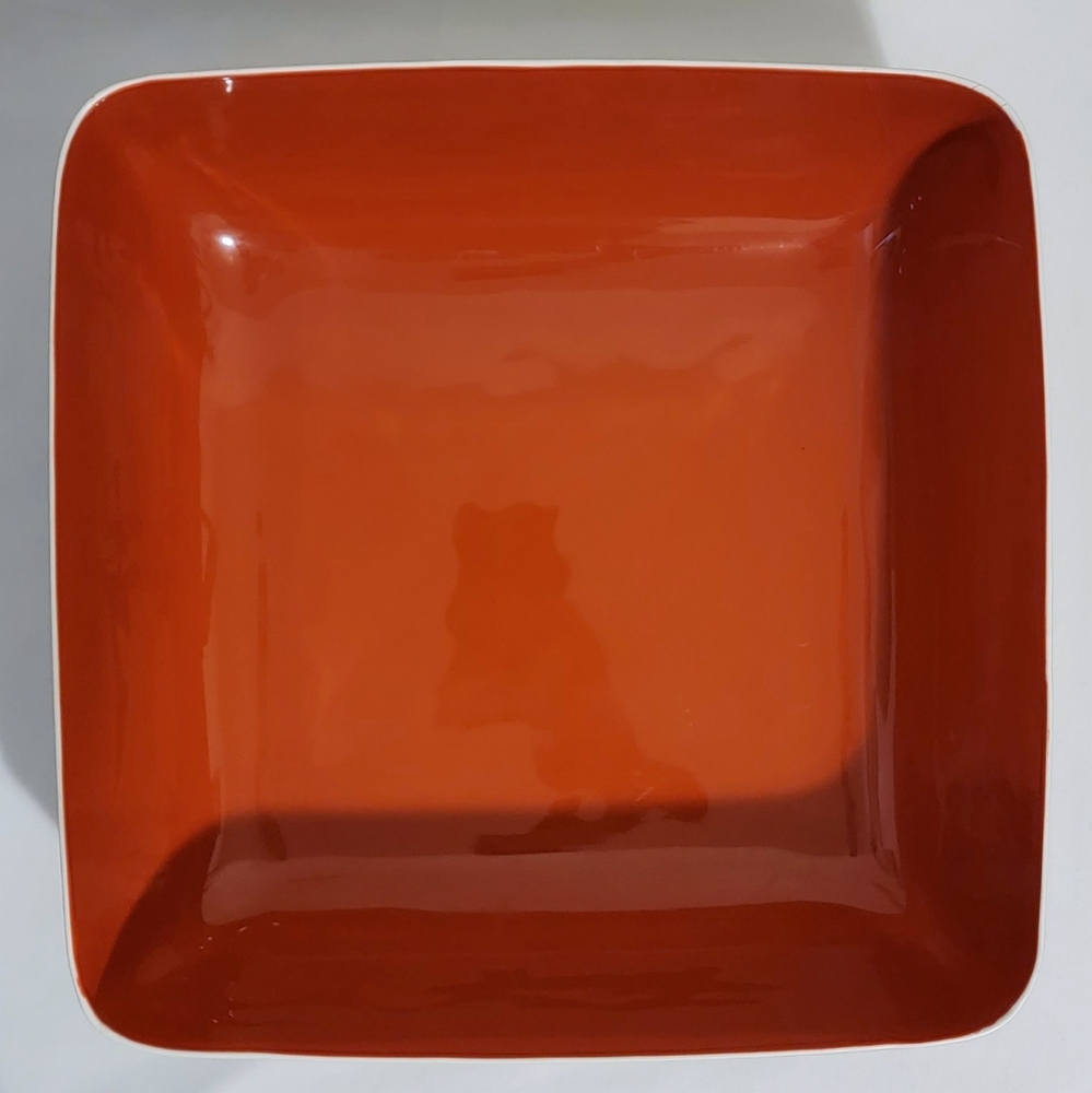 Threshold, Red and White 12.25" Decorative Ceramic and Enamel Bowl